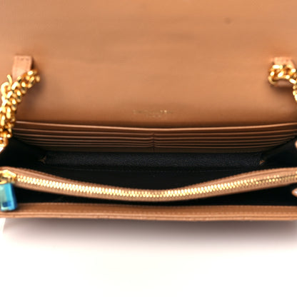 Saint Laurent Grain De Poudre Mixed Matelasse Triquilt Monogram Chain Wallet Dune 4 of 8