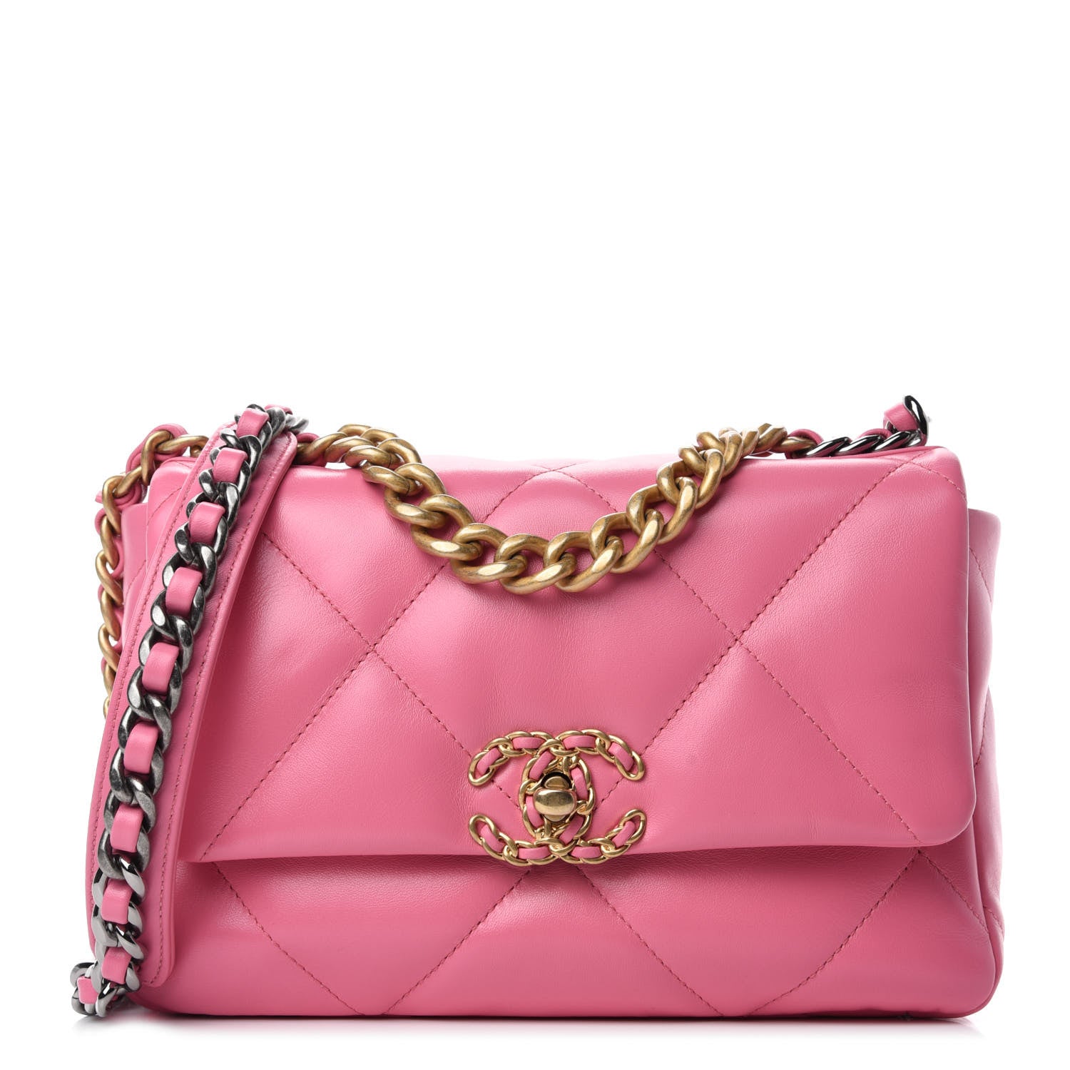 Chanel Lambskin Quilted Medium Chanel 19 Flap Pink 1 of 10