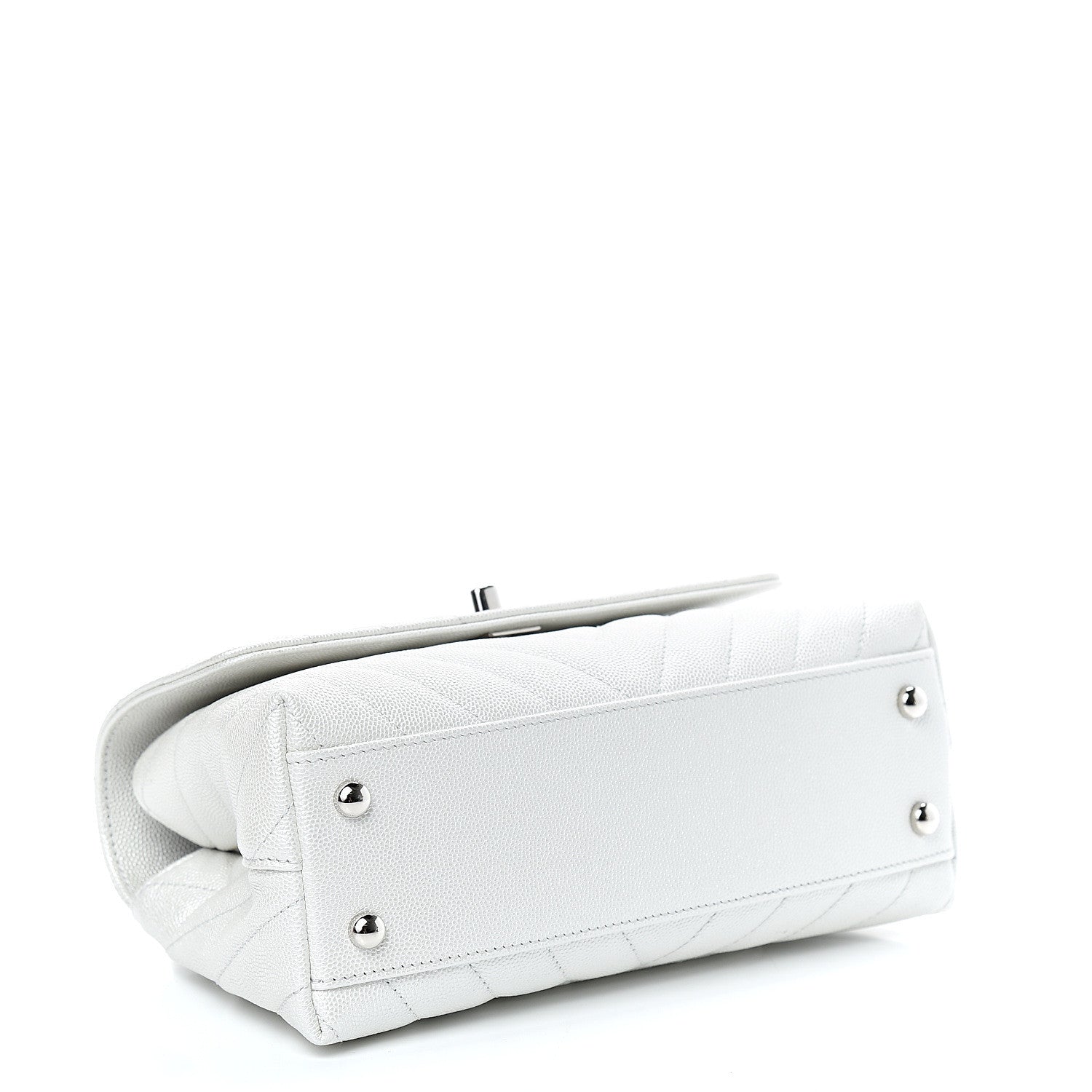 Chanel Iridescent Caviar Chevron Quilted Mini Coco Handle Flap White 3 of 11