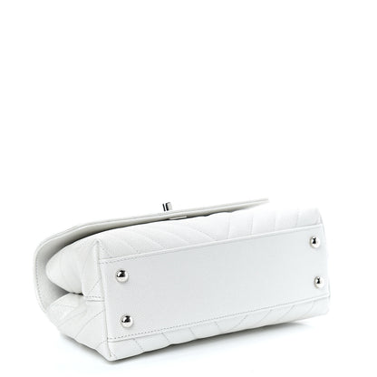Chanel Iridescent Caviar Chevron Quilted Mini Coco Handle Flap White 3 of 11