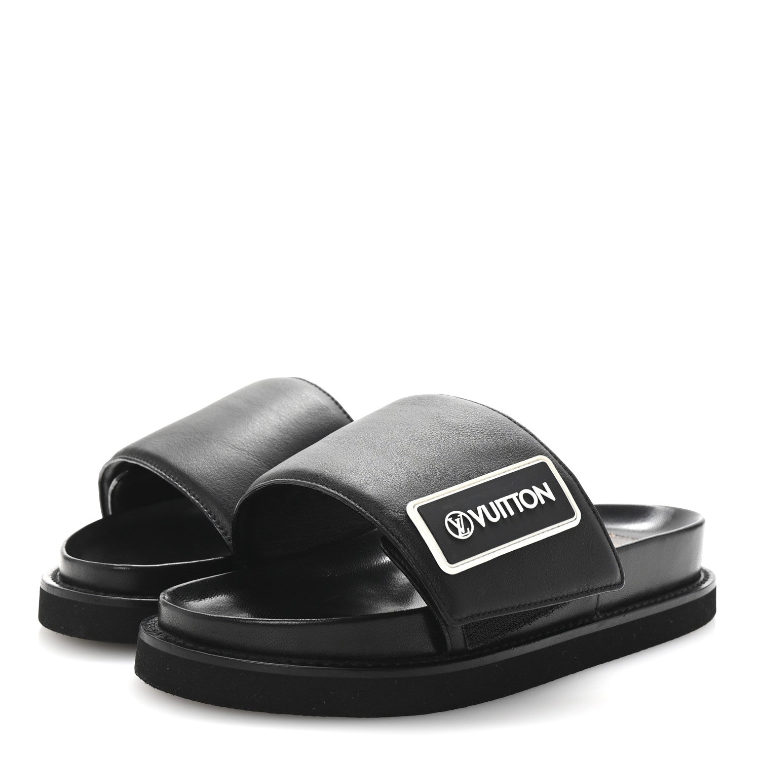 Louis Vuitton Calfskin Womens Pool Pillow Sunset Mules 38 Black 4 of 9
