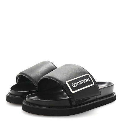 Louis Vuitton Calfskin Womens Pool Pillow Sunset Mules 38 Black 4 of 9