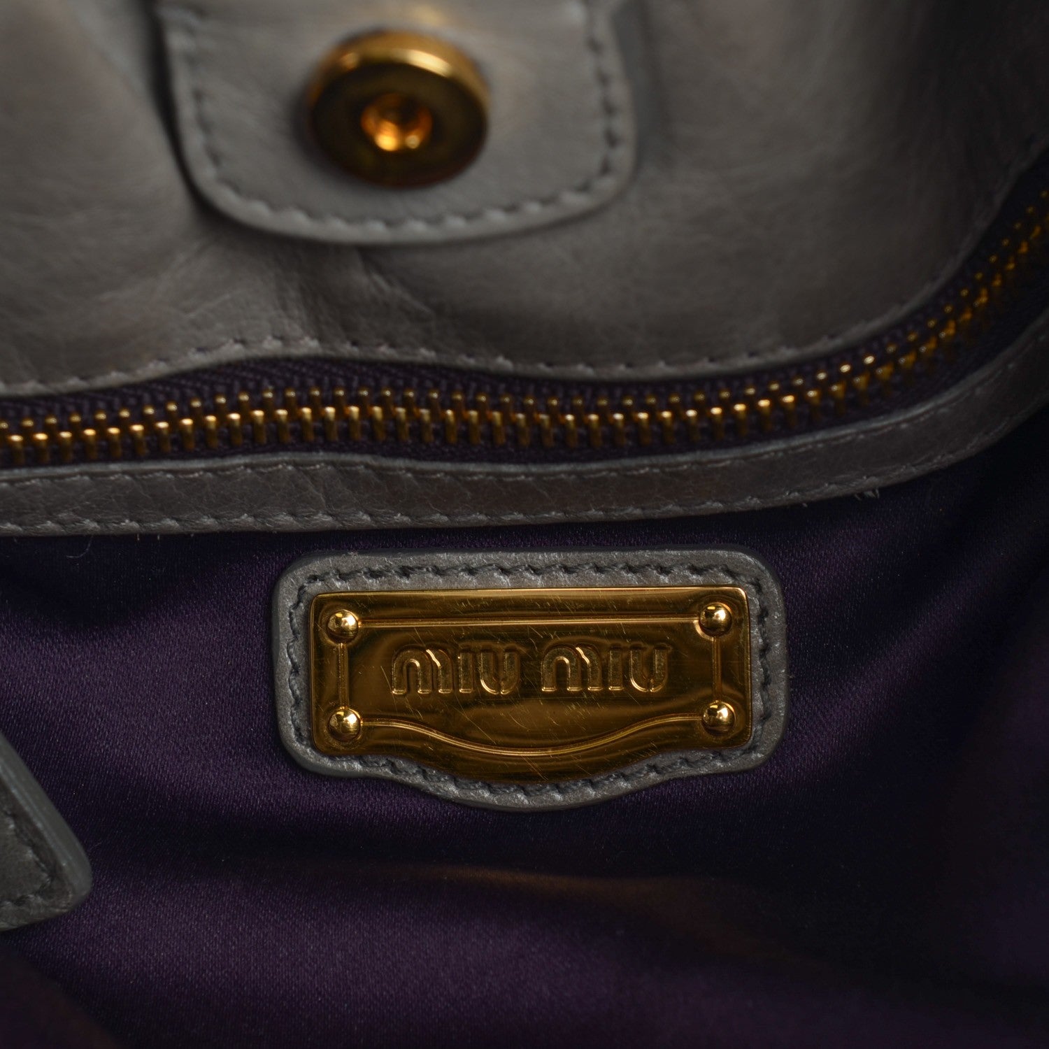 Miu Miu Vitello Lux Gathered Shopper Tote Astro 6 of 8
