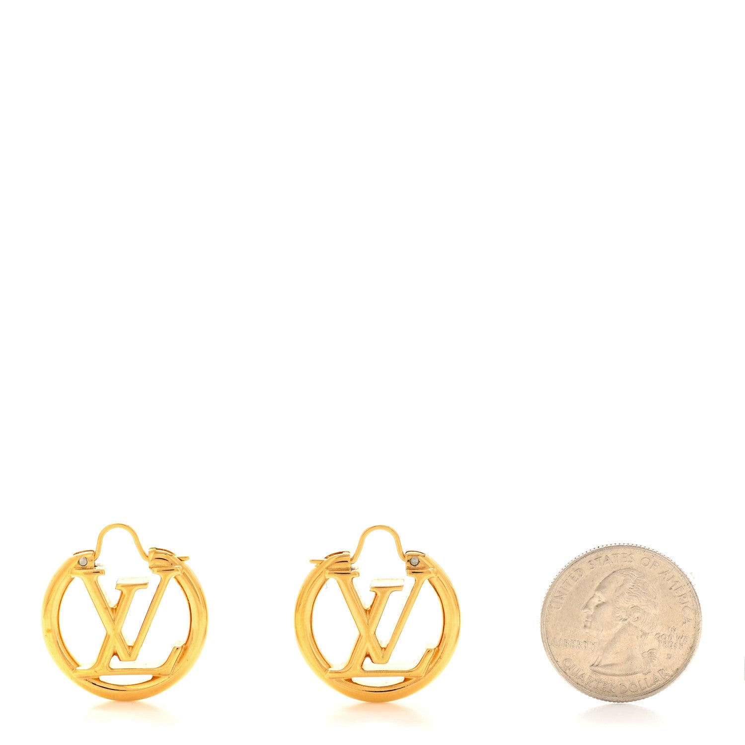 Louis Vuitton Metal Small Louise Hoop Earrings Gold 2 of 5
