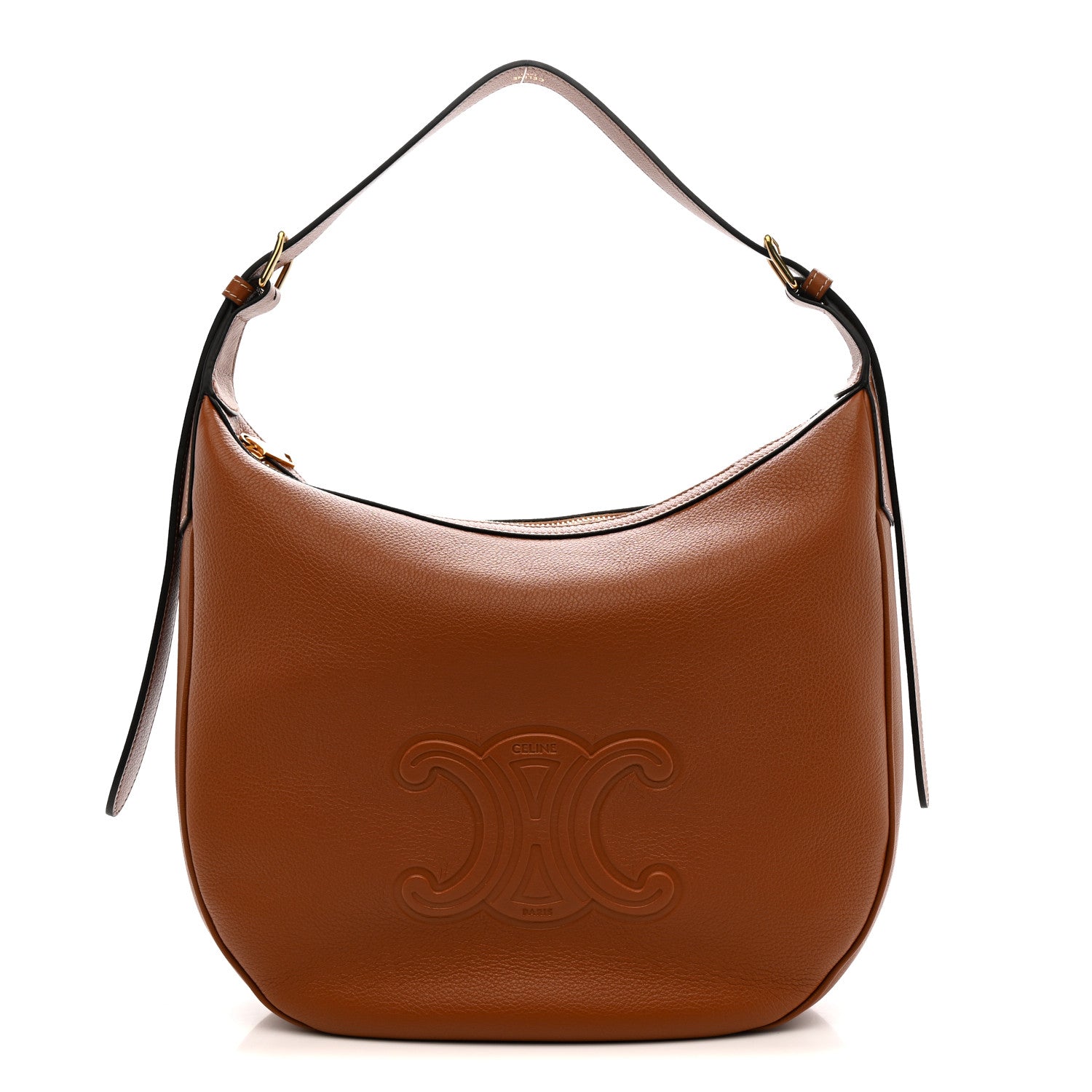 Celine Supple Calfskin Medium Triomphe Heloise Shoulder Bag Tan 1 of 11