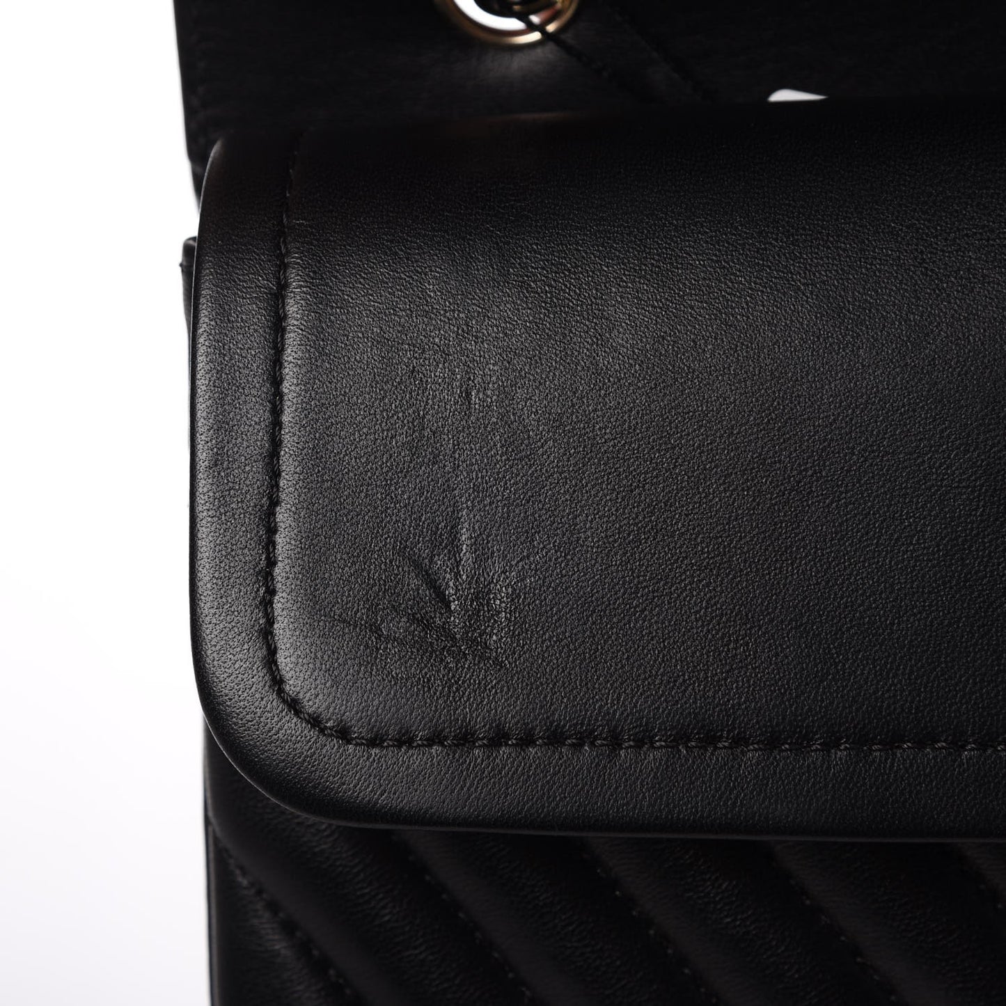 Lambskin Chevron Quilted Medium Double Flap Black
