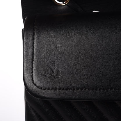 Chanel Lambskin Chevron Quilted Medium Double Flap Black 8 of 11
