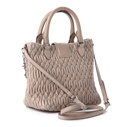 Miu Miu Nappa Matelasse Crystal Top Handle Tote Cammeo 3 of 9