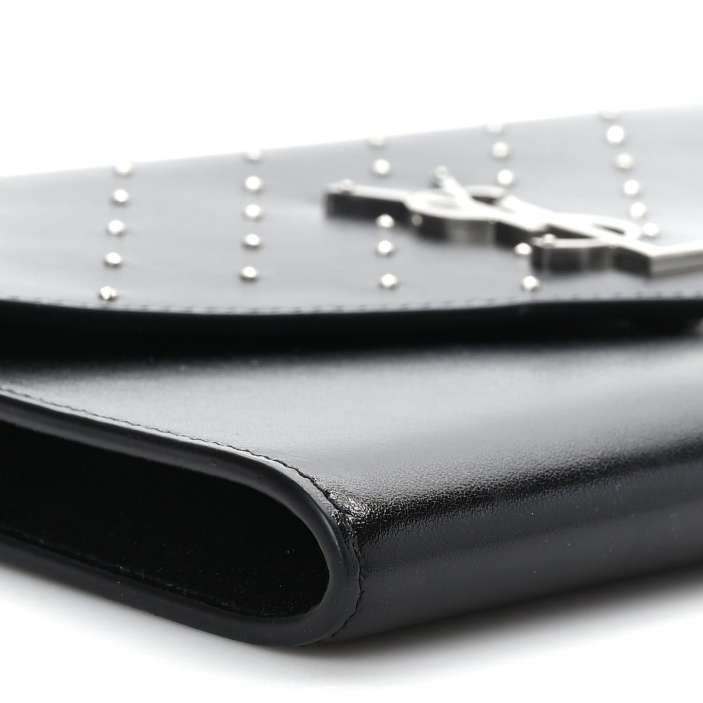 Smooth Calfskin Studded Cassandre Flap Pouch Black