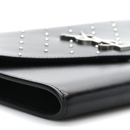 Saint Laurent Smooth Calfskin Studded Cassandre Flap Pouch Black 8 of 9