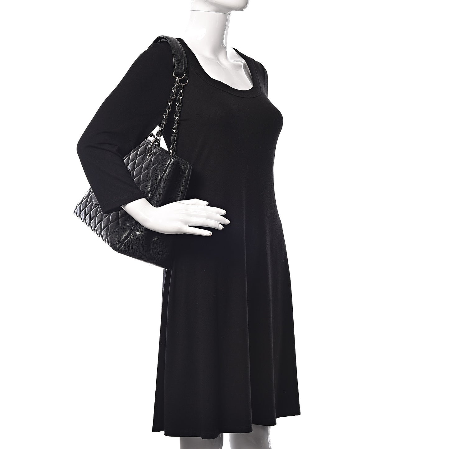 Caviar Quilted Grand Shopping Tote GST Black