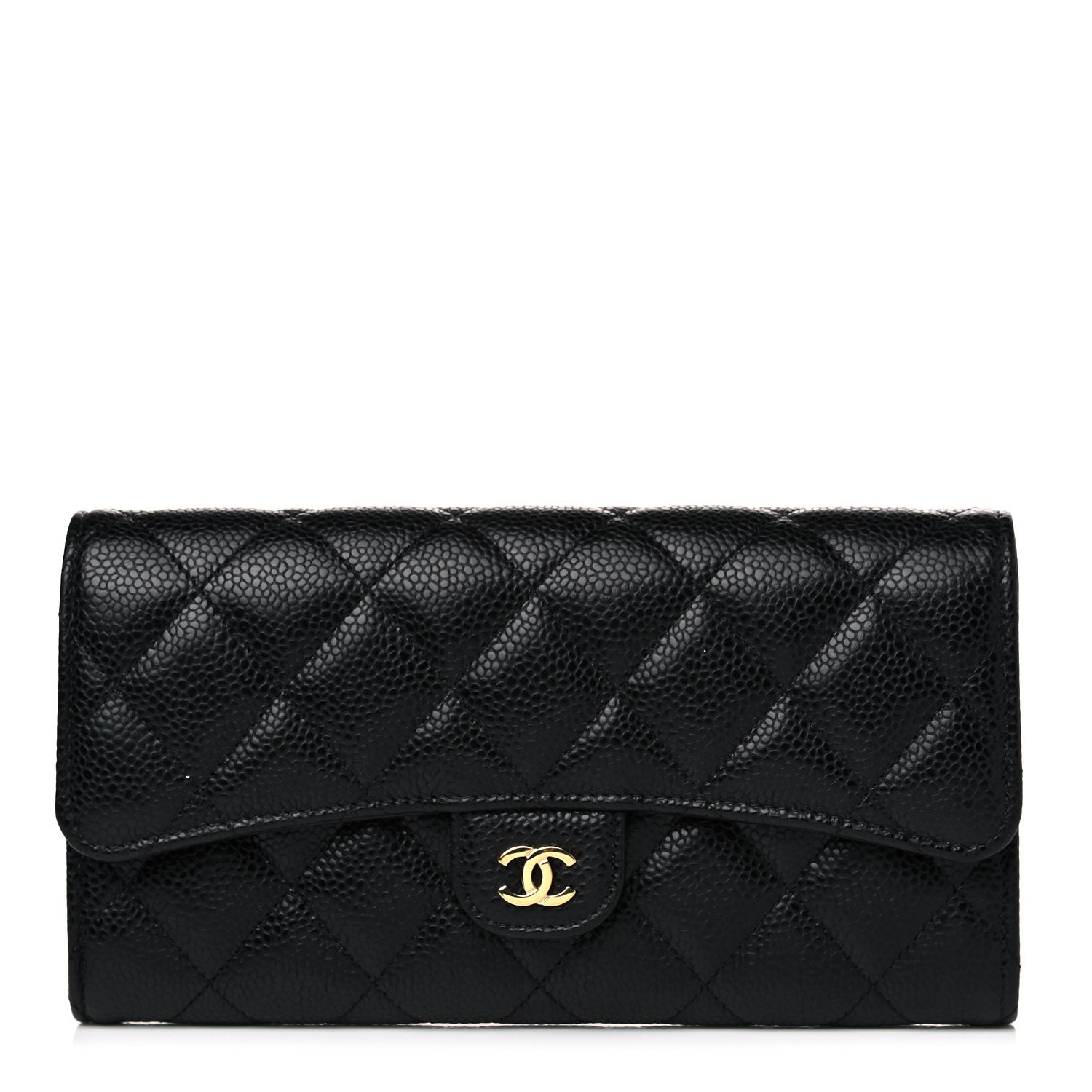 Chanel Caviar Quilted Large Gusset Flap Wallet Black 1 of 11