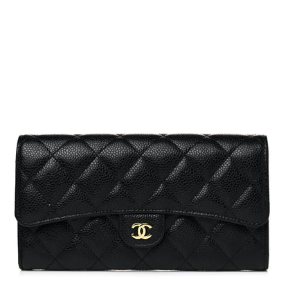 Chanel Caviar Quilted Large Gusset Flap Wallet Black 1 of 11