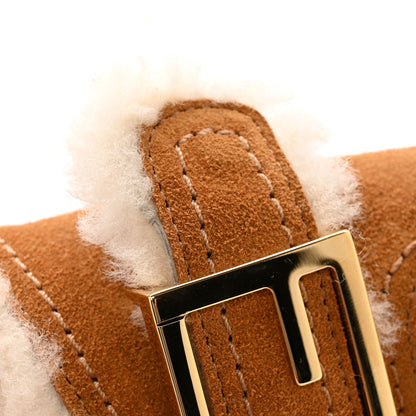 Fendi Suede Shearling Fendi Feel Buckled Slide Sandals 40 Beige Latte 10 of 10