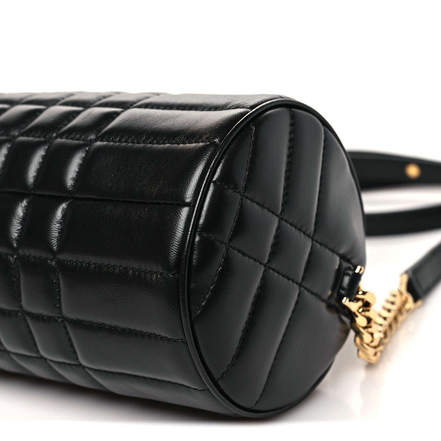 Burberry Lambskin Exploded Quilted Check New Barrel Bag Black 9 of 10