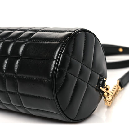 Burberry Lambskin Exploded Quilted Check New Barrel Bag Black 9 of 10