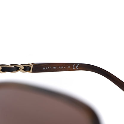 Chanel Acetate Metal Lambskin Chain Square Sunglasses 5210-Q Brown 6 of 8