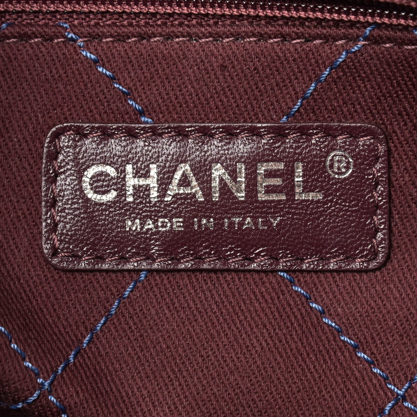 Grained Calfskin Quilted Small Daily Shopping Tote Blue