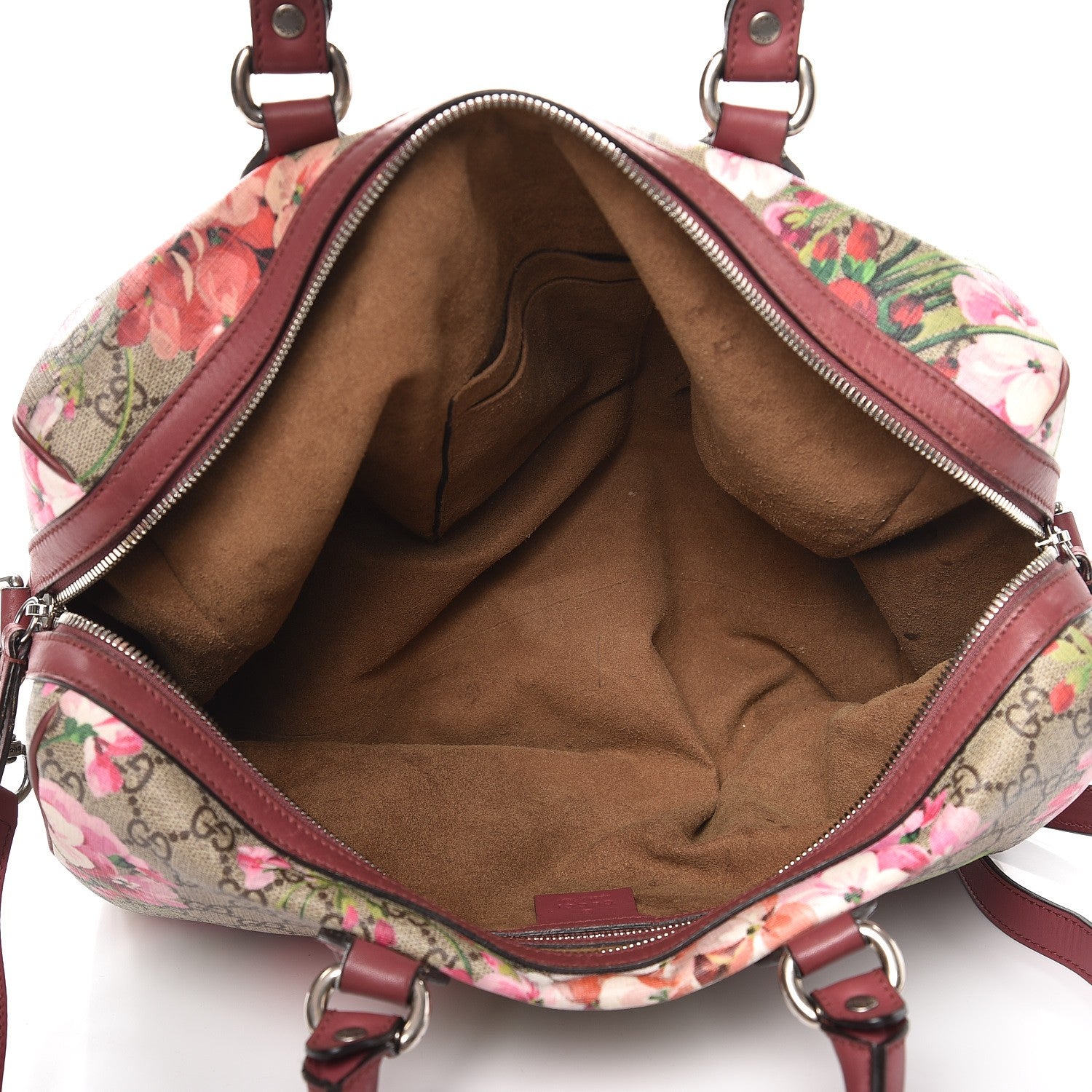 Gucci GG Supreme Monogram Blooms Medium Boston Beige Multicolor Dry Rose 6 of 17