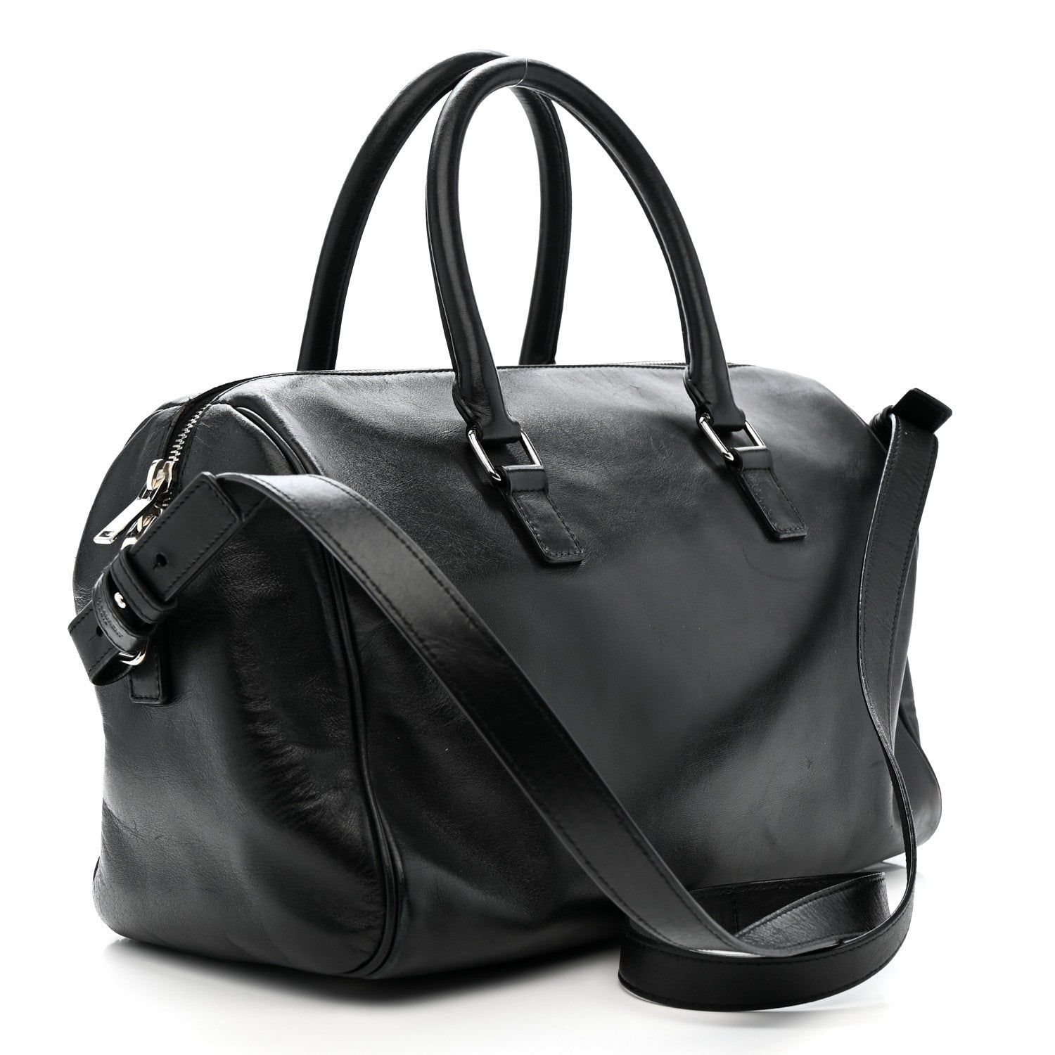 Saint Laurent Calfskin Studded Classic Duffle 6 Black 3 of 16
