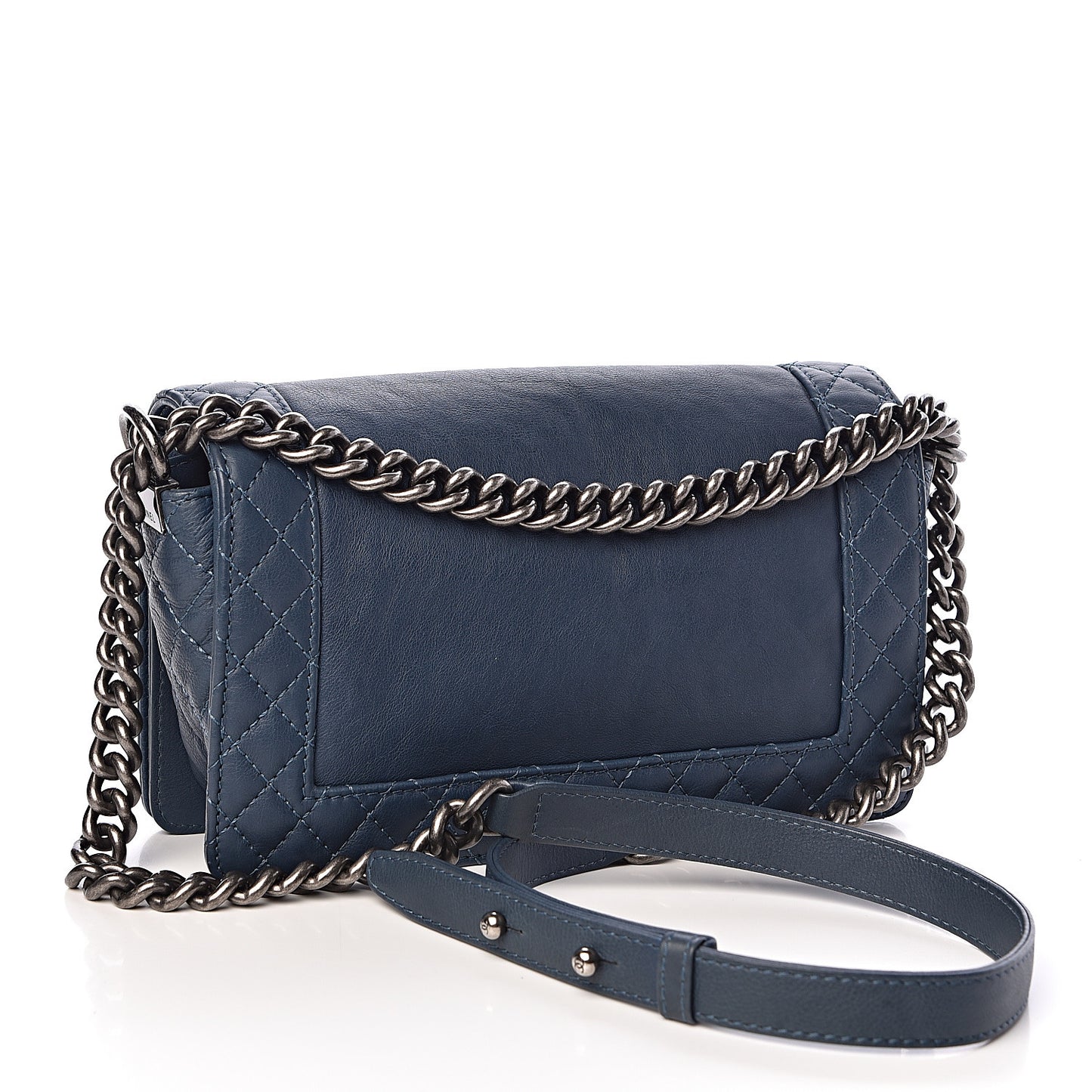 Calfskin Medium Boy Reverso Flap Blue