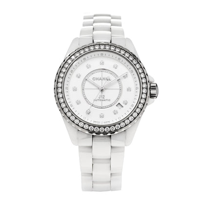 Chanel Stainless Steel Ceramic Diamond Bezel 38mm J12 Automatic Watch White 1 of 5