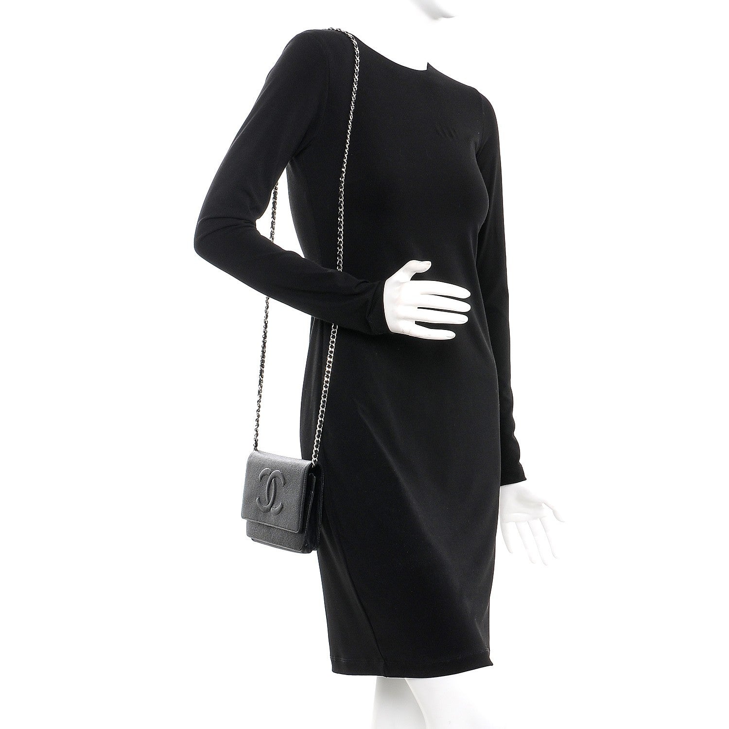 Chanel Caviar Timeless CC Wallet On Chain WOC Black 2 of 10