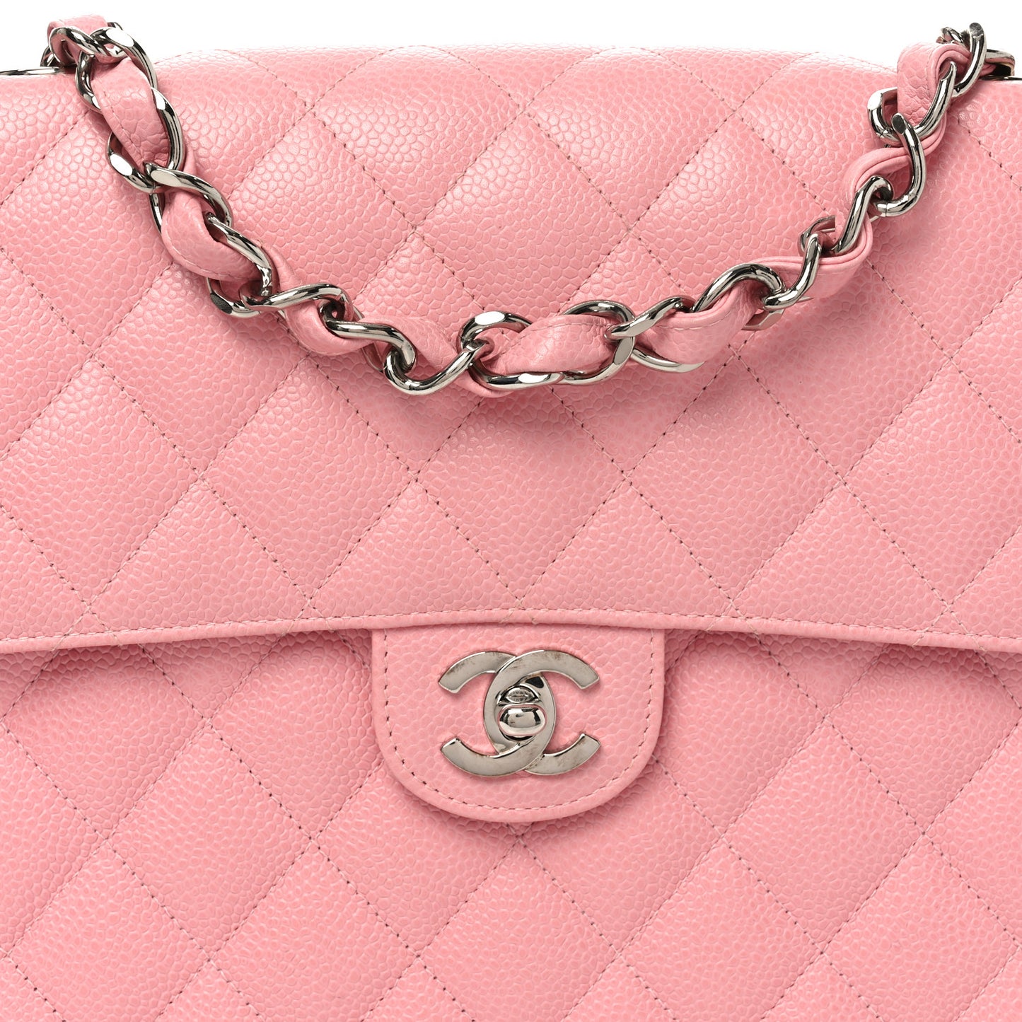 Caviar Quilted Jumbo Single Flap Pink
