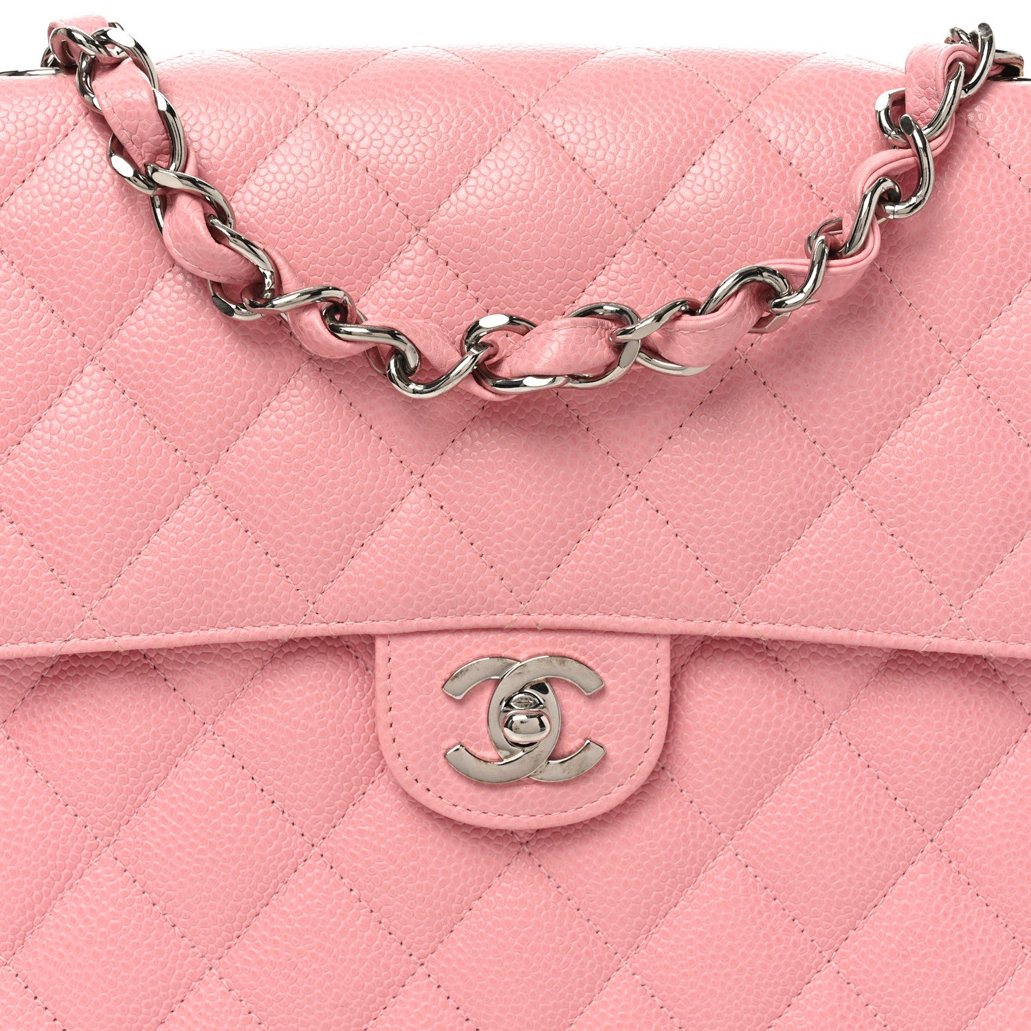 Chanel Caviar Quilted Jumbo Single Flap Pink 8 of 11