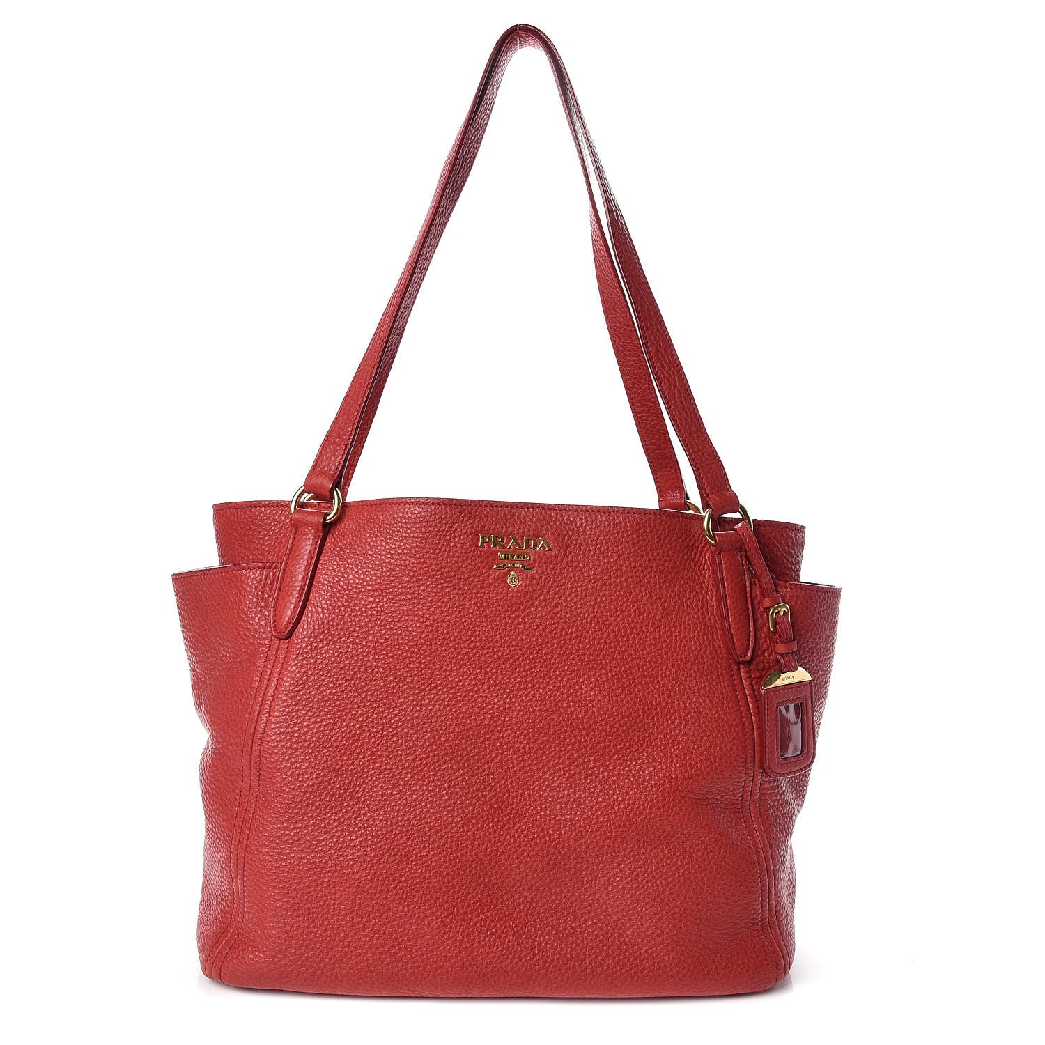 Prada Vitello Daino Side Pocket Tote Rosso 1 of 9