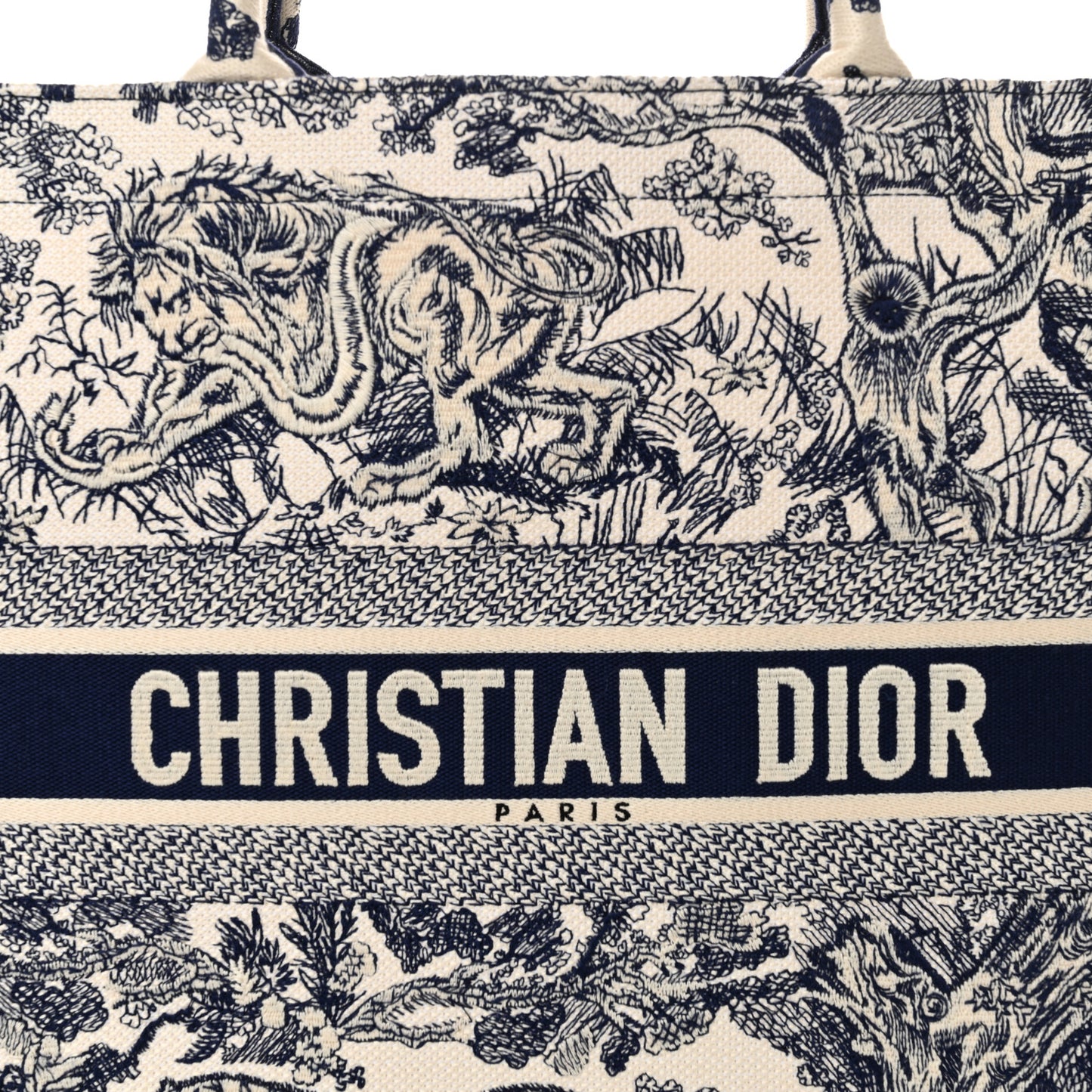 Canvas Embroidered Large Dioriviera Toile De Jouy Book Tote Blue