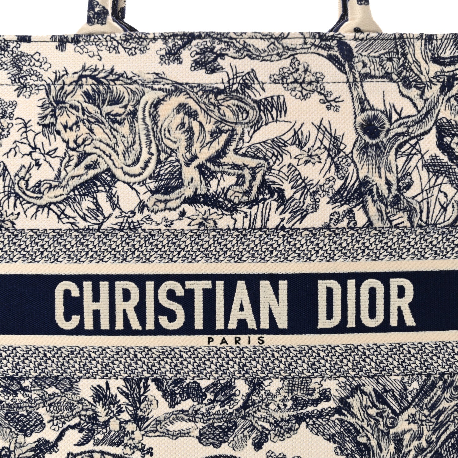 Christian Dior Canvas Embroidered Large Dioriviera Toile De Jouy Book Tote Blue 8 of 16