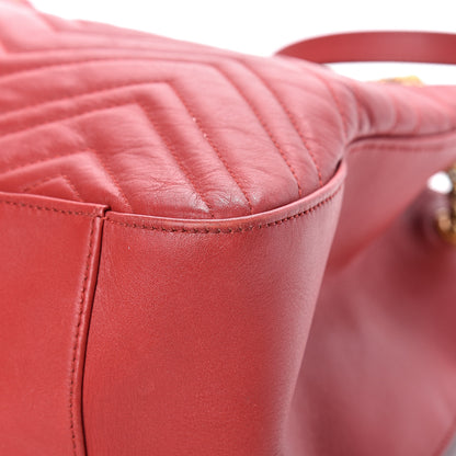 Gucci Calfskin Matelasse Medium GG Marmont Shoulder Tote Bag Hibiscus Red 9 of 16