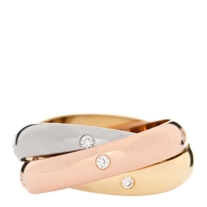 Cartier 18K Pink Yellow White Gold Diamond Trinity Ring 50 5.25 1 of 6
