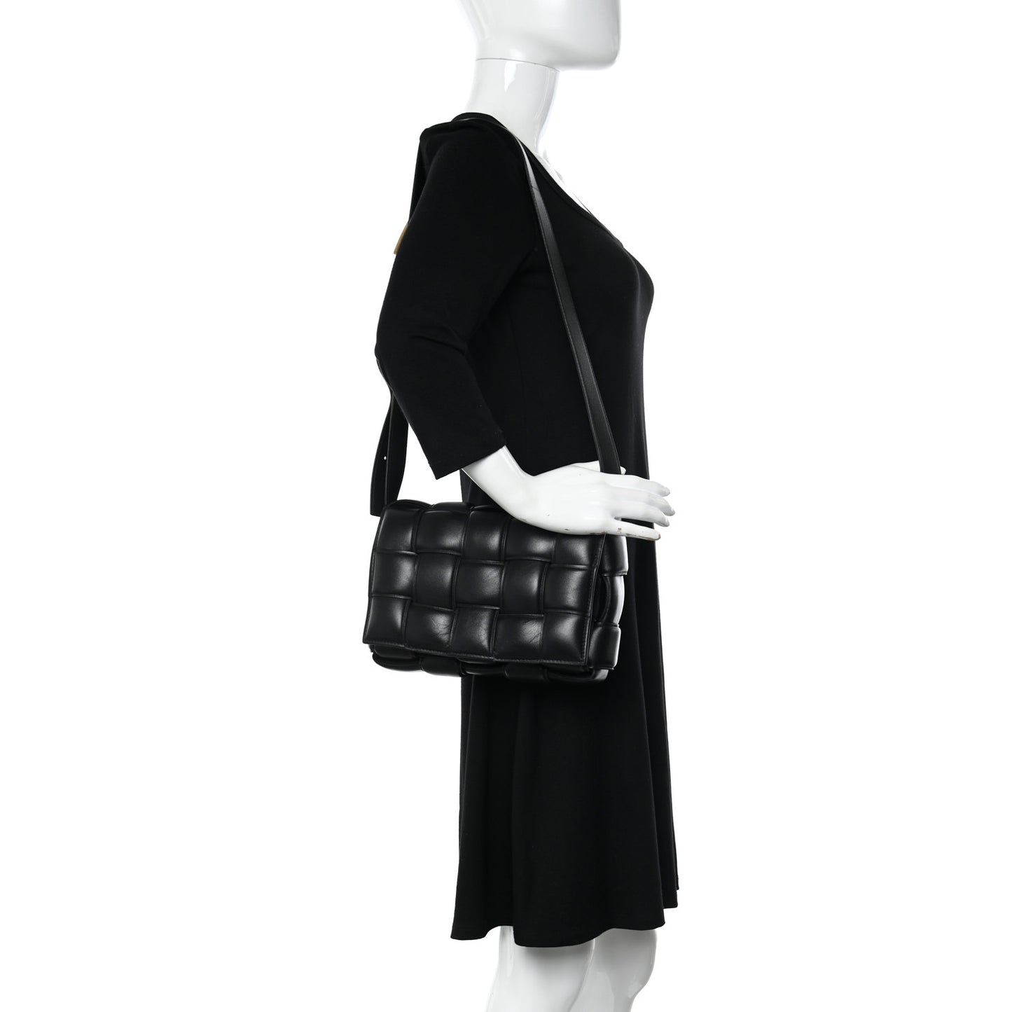 Nappa Maxi Intreccio Padded Cassette Crossbody Bag Black