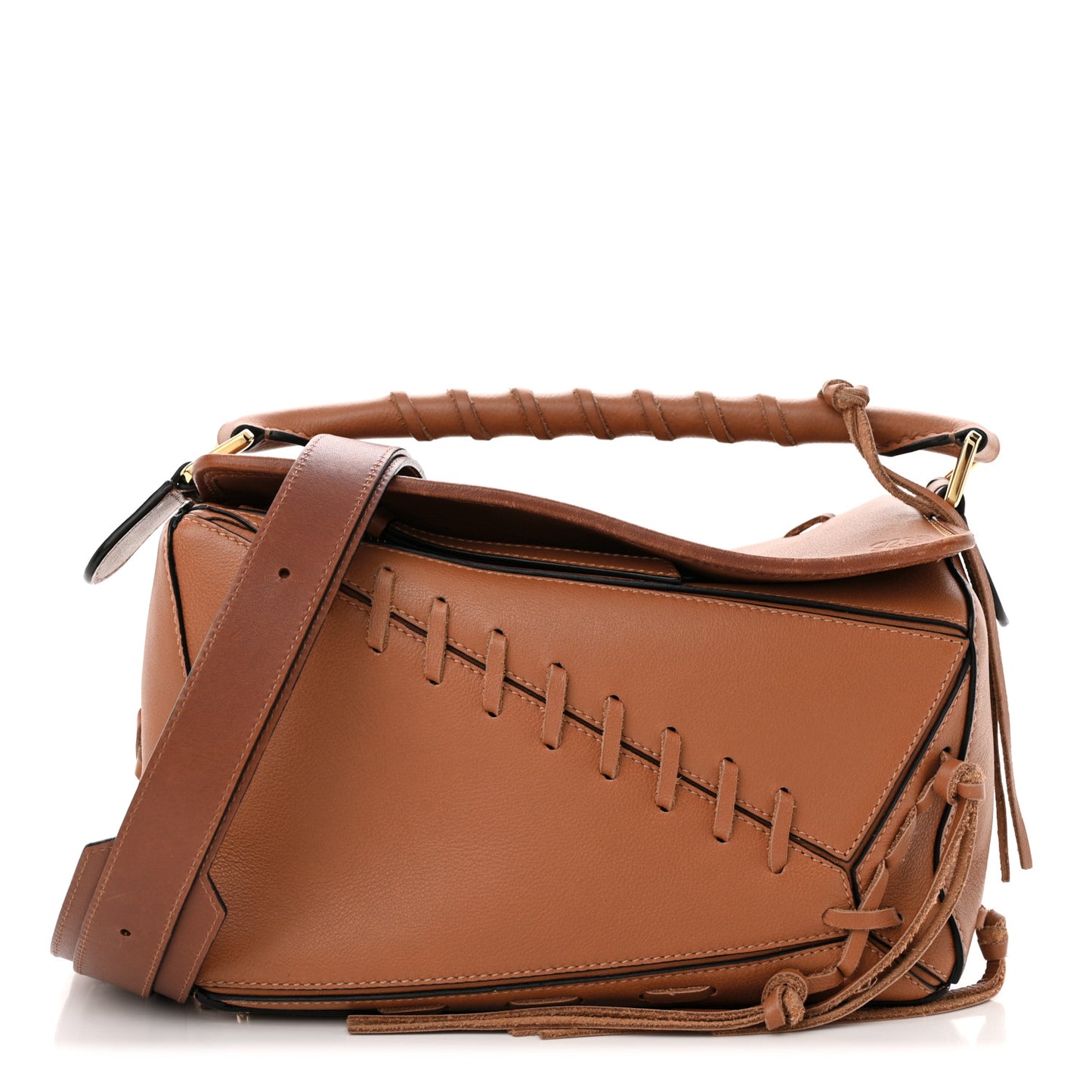 Calfskin Small Laced Puzzle Bag Tan