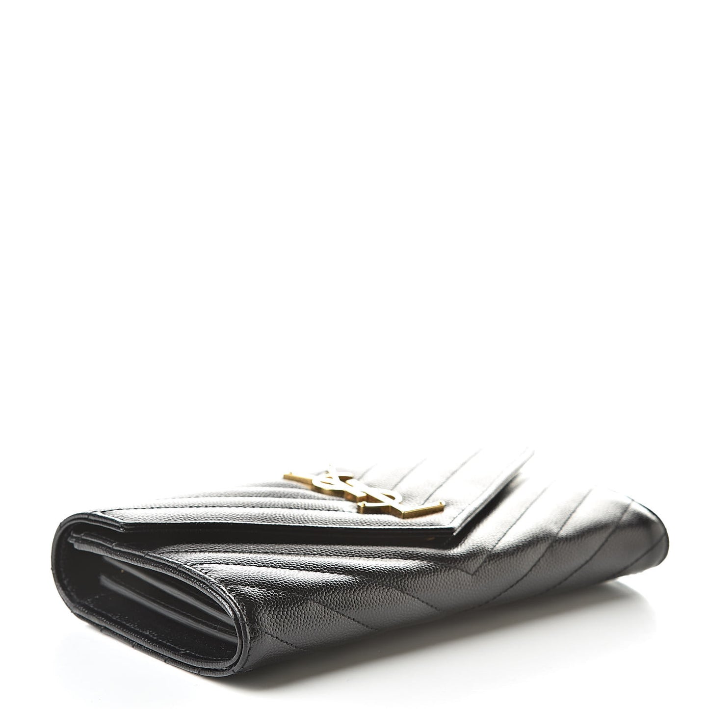 Grain De Poudre Matelasse Chevron Monogram Flap Wallet Black