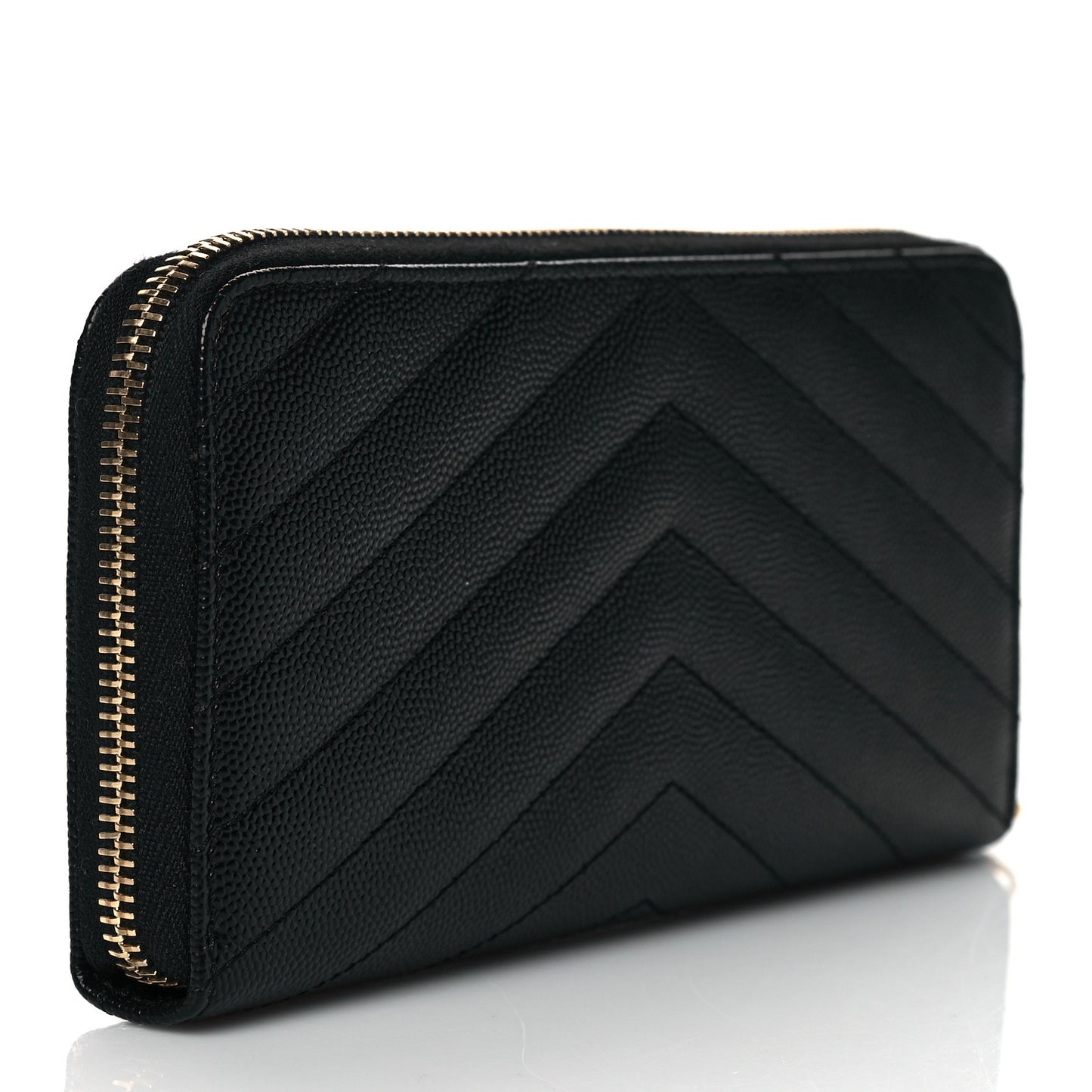 Grain De Poudre Matelasse Chevron Monogram Zip Around Wallet Black