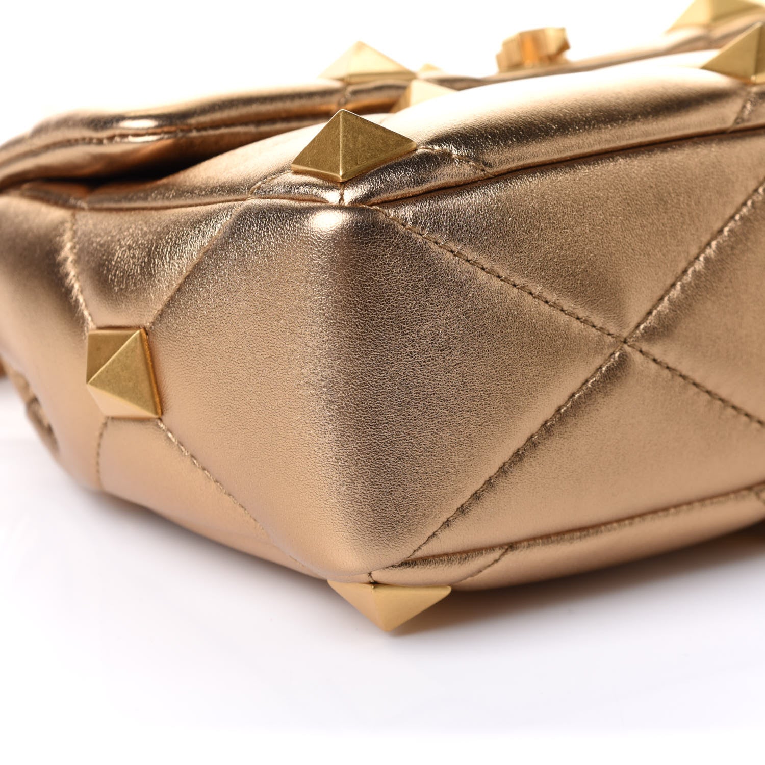 Valentino Garavani Nappa Medium Roman Stud Shoulder Bag Antique Brass 7 of 8