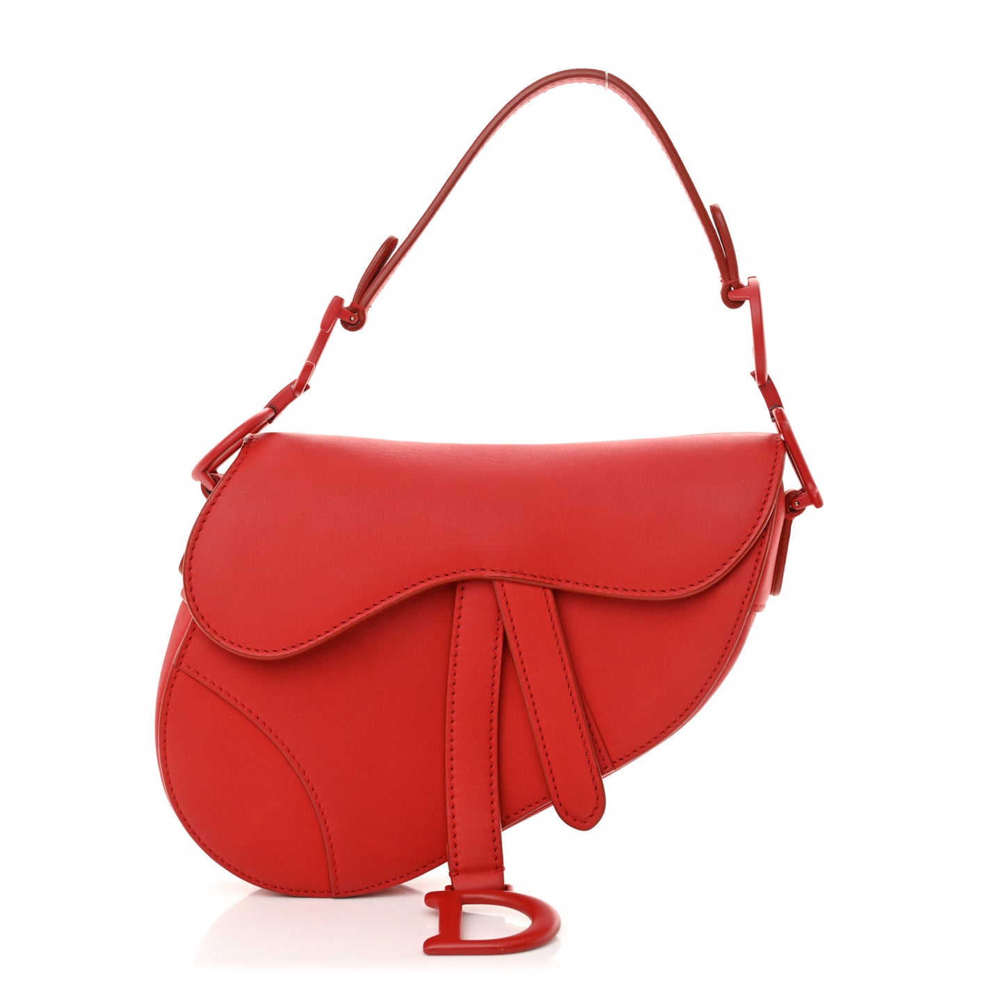 Ultra Matte Calfskin Mini Saddle Bag Red