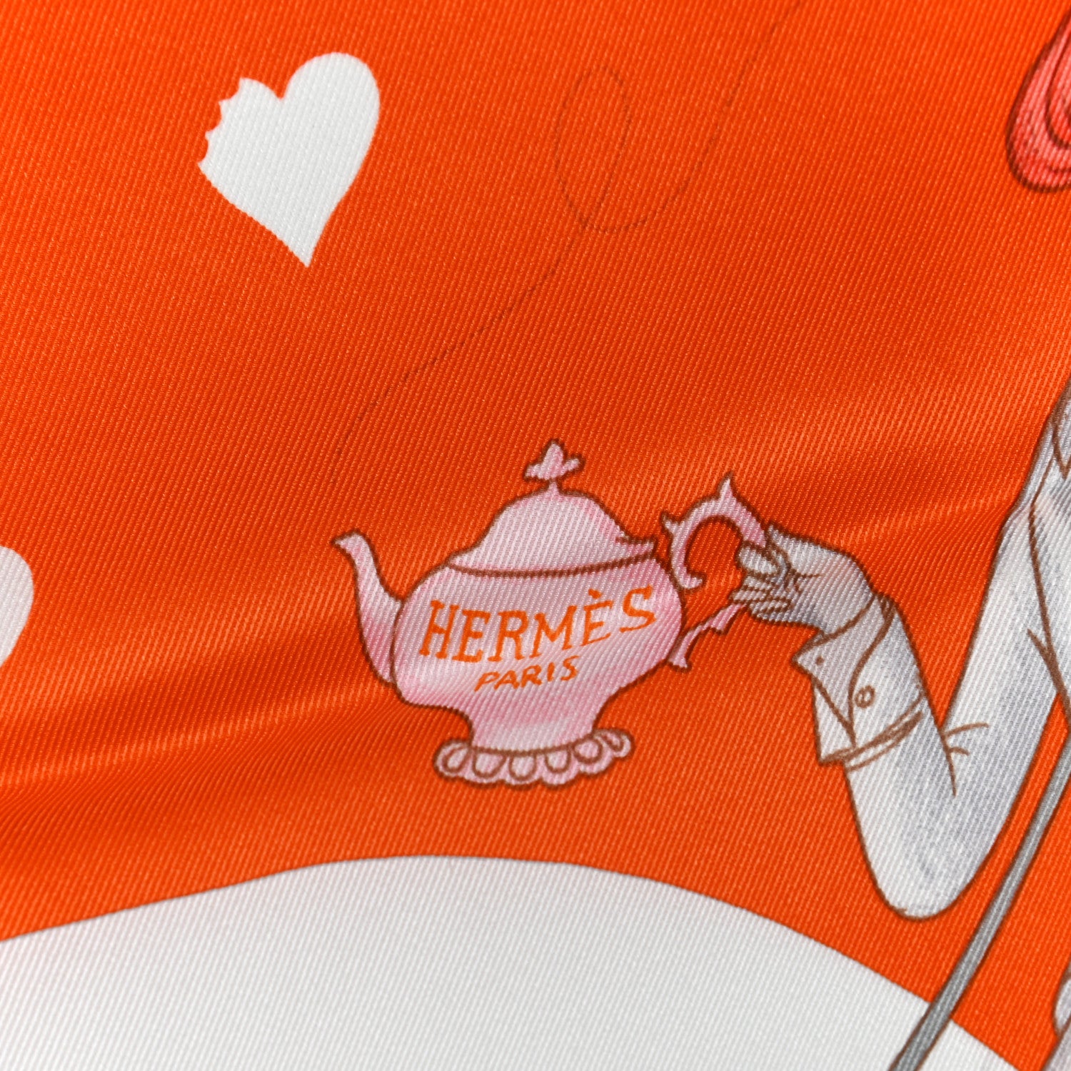 Hermes Silk Tea Time Scarf 70 Orange Gris White 2 of 6