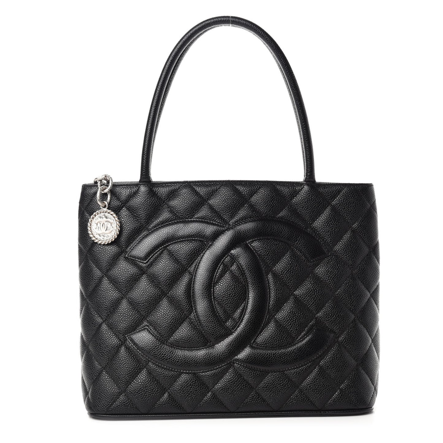 Caviar Quilted Medallion Tote Black
