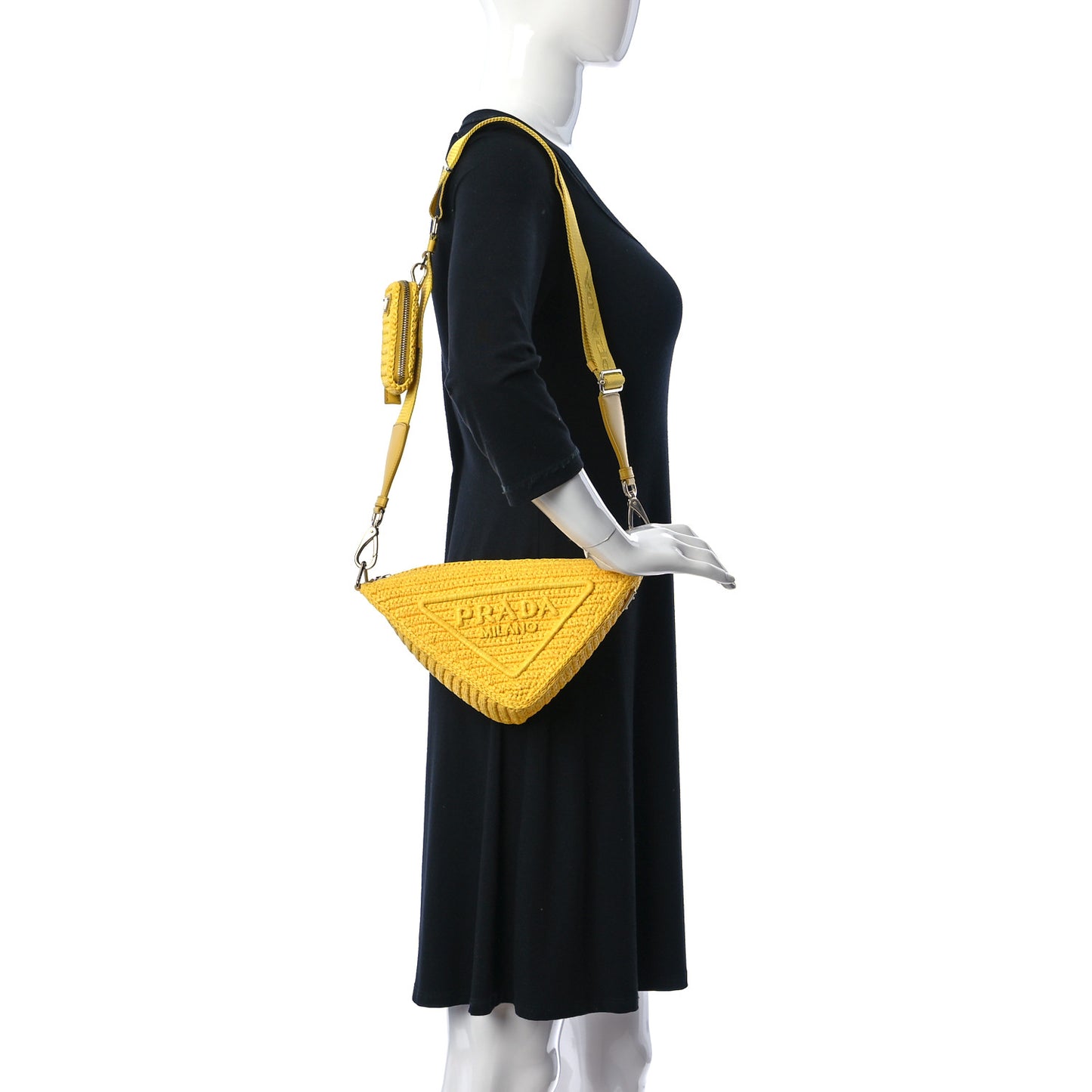 Yarn Raffia Effect Crochet Triangle Shoulder Bag Giallo