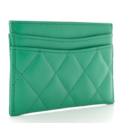 Chanel Lambskin Quilted Card Holder Green 3 of 9