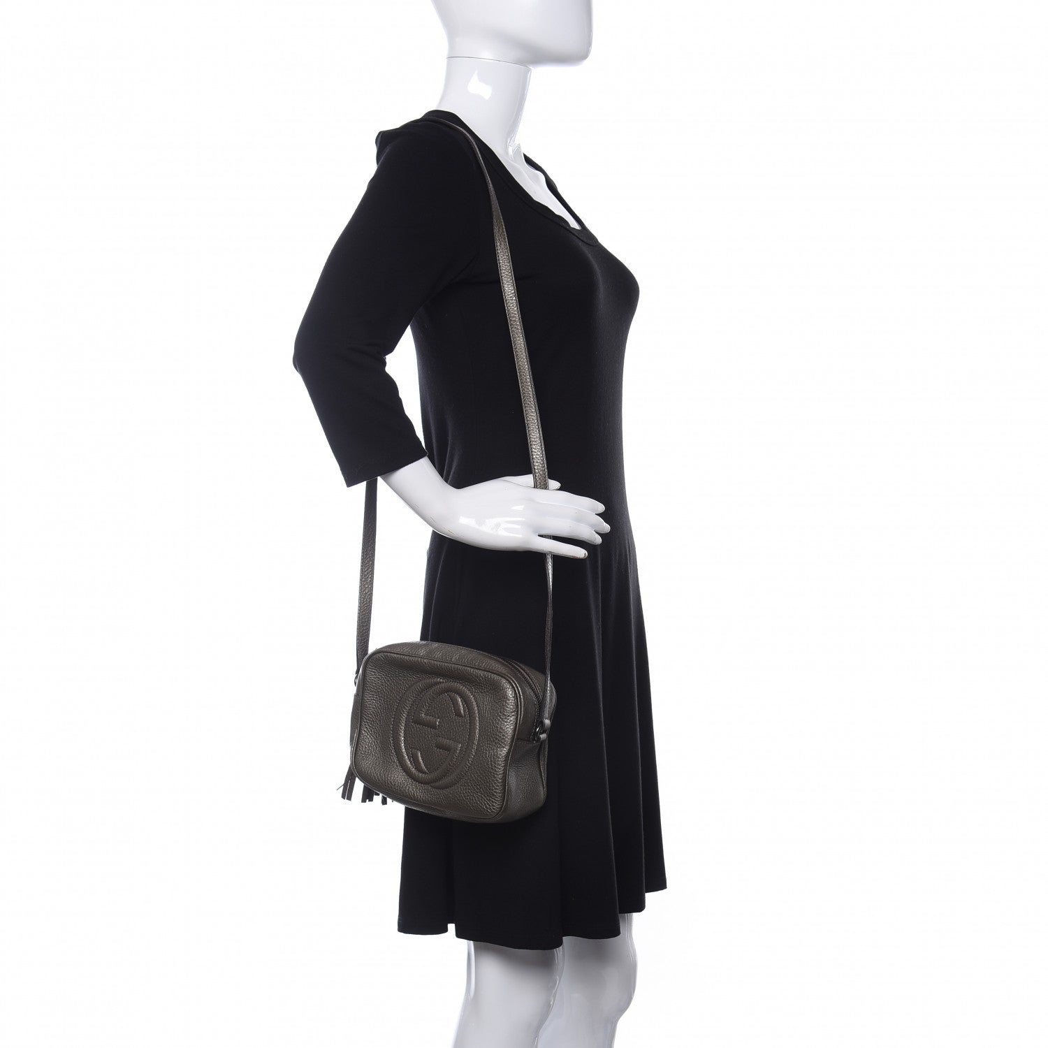 Gucci Metallic Pebbled Calfskin Small Soho Disco Bag Sasso 3 of 10