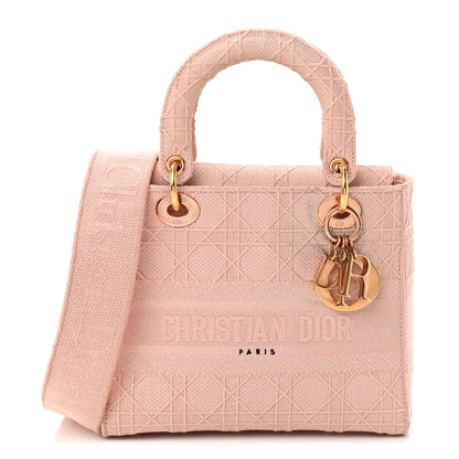 Christian Dior Canvas Embroidered Cannage Medium Lady D-Lite Pink 1 of 16