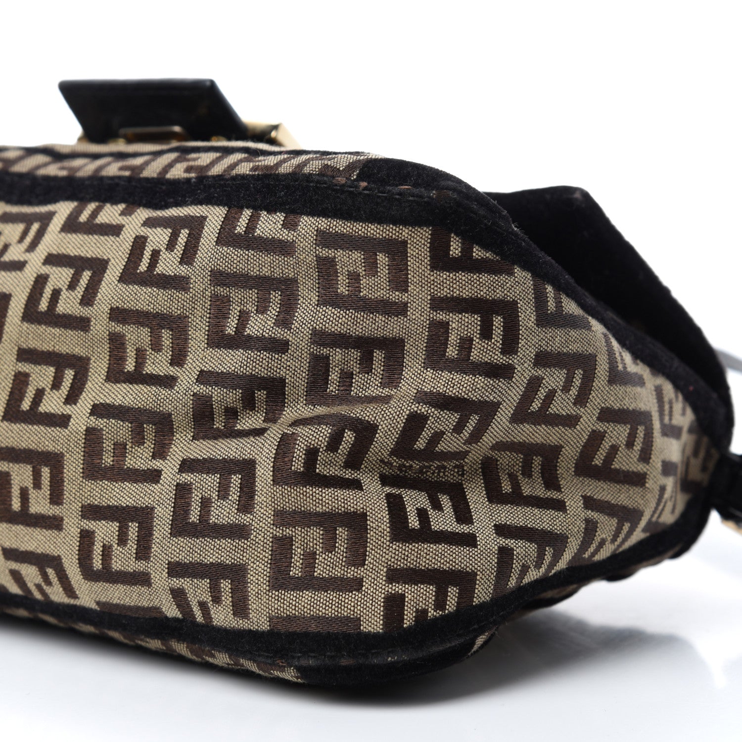 Fendi Zucchino Velvet Vitello Mini Mama Tube Bag Mogano Panna Black 7 of 10