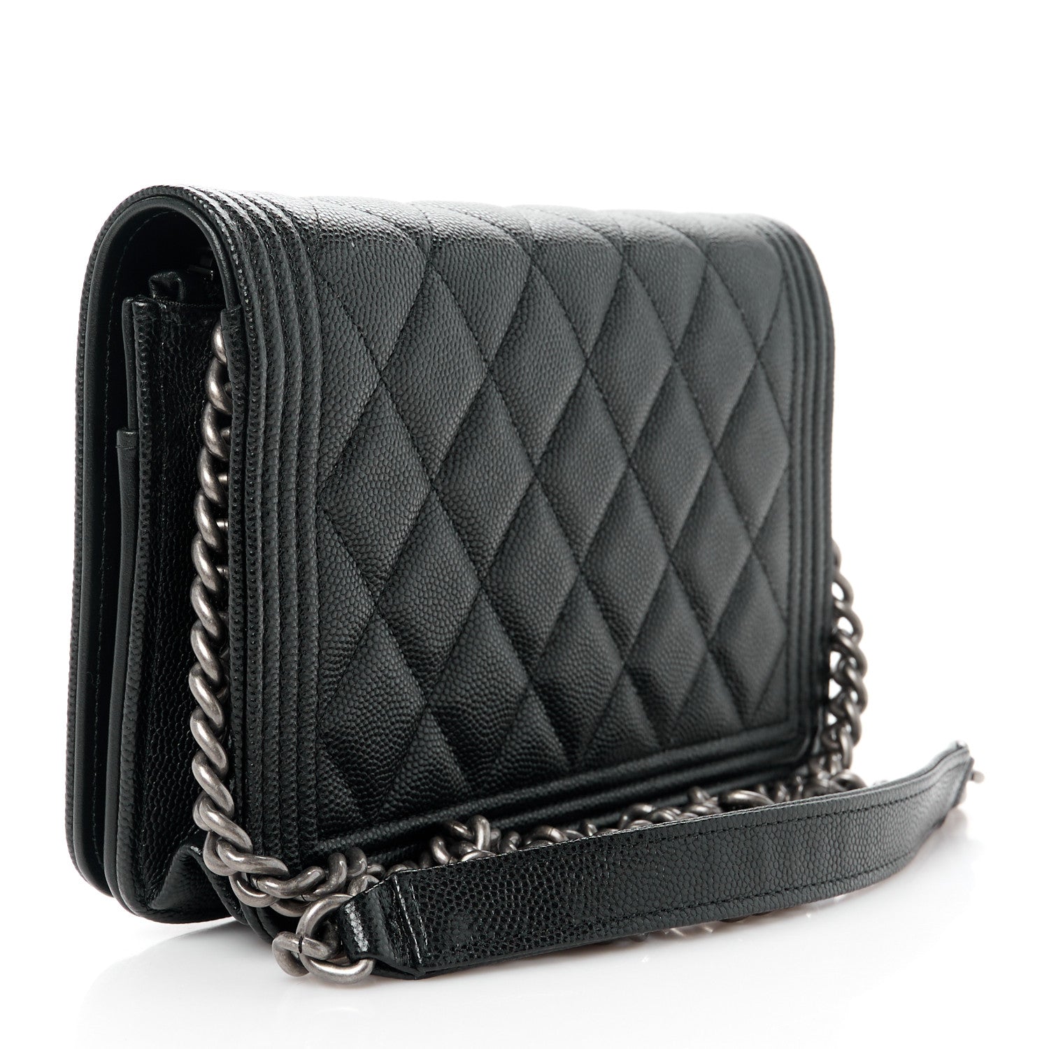 Chanel Caviar Quilted Boy Wallet On Chain WOC Black 3 of 13