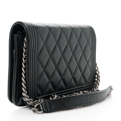 Chanel Caviar Quilted Boy Wallet On Chain WOC Black 3 of 13