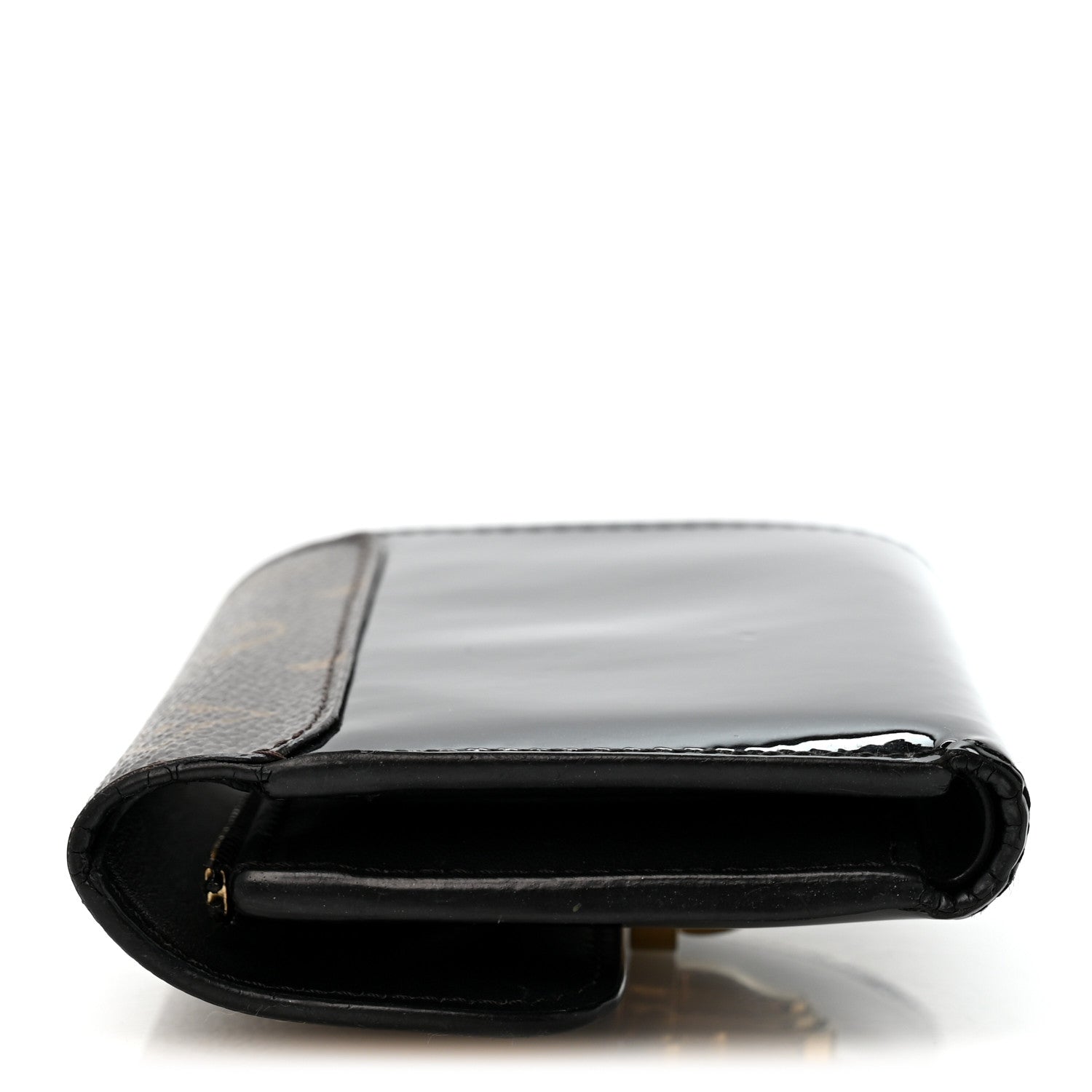 Louis Vuitton Patent Calfskin Monogram Cherrywood Compact Wallet Black 10 of 12